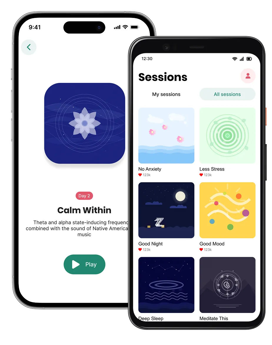 The 6th Mind app: a session player and the session list